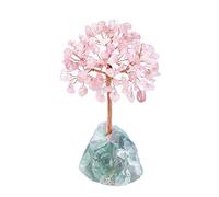 JSDDE Rose Quartz Crystal Healing Crystals Gemstones Feng Shui Money Tree of Life Figurines