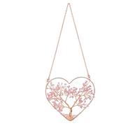 JSDDE Rose Quartz Crystal Tree Life Hanging Ornament Heart Healing Crystal Gemstone Hanging Decoration for Home Garden Window Wall Gifts