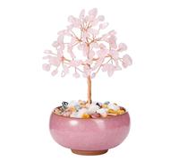 JSDDE Rose Quartz Crystal Tree Reiki Healing Crystals Stone Tree Figurines Tumbled Stones Money Tree Gifts