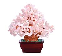 JSDDE Rose Quartz Crystal Tree Reiki Healing Gemstone Money Tree Feng Shui Crystals Stone Tree Home Office Luck Ornament Decoration 6.3 Inch