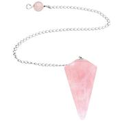 JSDDE Rose Quartz Gemstone Crystal Pendulum - Dowsing, Scrying, Healing with Gift Pouch
