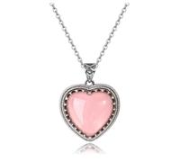 JSDDE Rose Quartz Heart Crystal Necklace for Women Healing Crystals Gemstone Pendant Necklaces Jewelry Gift for Birthday Christmas