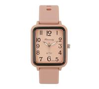 JSDDE Square Arabic Numerals Analog Quartz Watch Silicone Strap Wrist Watch for Men Women Naked Color