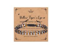 JSDDE Tiger Eye Crystal Bracelet for Men Women Double Layer Adjustable Crystals Bracelet Healing Crystal Gemstone Beads Bracelets Jewellery Gifts