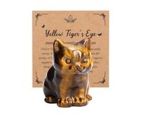 JSDDE Tiger Eye Crystal Cat Figurine for Lovers - Cute Gemstone Ornaments, Healing Crystals Statue Gifts