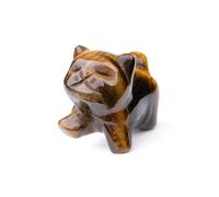 JSDDE Tiger Eye Crystal Cat Figurine Gifts, Cute Healing Crystal Gemstone Cats Statue Ornament for Home Office Decor, 1.5” Cats Gift for Women Men Christmas