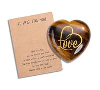 JSDDE Tiger Eye Crystal Heart Stone A Hug Small Good Luck Gifts Long Distance Relationship Friendship Gifts for Women Love Stone Present for Valentine's Day