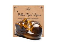 JSDDE Tiger Eye Crystal Sleeping Cat Figurine for Cats Lovers Cute Gemstone Ornaments for Home Office Cat Statue Gifts