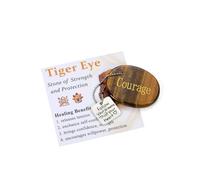 JSDDE Tiger Eye Crystal Worry Stone for Anxiety Relief, Engraved Inspirational Stone Healing Crystals Thumb Stones Meditation Gifts for Women Men