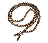 JSDDE Unisex 108 Natural Gemstone Buddha Prayer Beads Mala Bracelets Buddhist Rosary Necklace(6mm Tiger Eye)