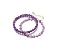 JSDDE Womens Crystal Bracelet Set Amethyst Gemstone Beaded Bracelet with Heart Stone Bracelets Jewellery Gifts for Women Girlfriend Mum on Birthday Christmas