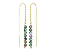 JSDDE Womens Crystal Dangle Earrings, Epidote Zoisite Stone Box Chain Threader Earrings Jewelry Gift for Ladies Girls Birthday Christmas