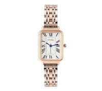 JSDDE Womens Rectangular Case Watch Roman Dial Metal Bracelet Band Analogue Quartz Wrist Watch for Women Girls Silver Rose Gold