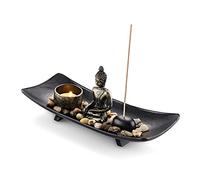 JSDDE Zen Garden Incense Stick Holder Candle Tray Tealight Candlestick Holders Decorative Ornament for Home Meditation Spiritual Gift