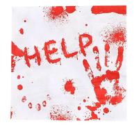 JSDJ 80 Pack Halloween Bloody Handprint Napkins, Scary Red Blood Splatter Paper Hand Towels, Cocktail & Luncheon Disposable Napkins, Scary Halloween Decor, for Dinner Party Supplies, 6.5 x 6.5 Inch