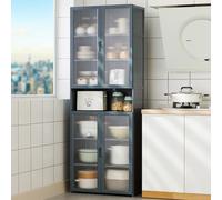 JSDMBD Kitchen Storage Cabinet, Pantry Cabinet, Freestanding Cupboards Sideboard with Doors Kitchen Storage Shelf Rack for Spices, Pots and Pans Cupboard for Kitchen, Living Room and Dinning Room Grey