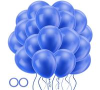 Jsdoin 12 Inch Blue Party Balloons - 100 Packs with 2 Rolls of Balloon Ribbon for Birthday Party, Wedding, Baby Shower Decorations