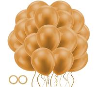 Jsdoin 12 Inch Gold Party Balloons - 100 Packs with 2 Rolls of Balloon Ribbon for Birthday Party, Wedding, Baby Shower Decorations