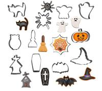 Jsdoin 12 Pieces Halloween Cookie Cutters, Stainless Steel Biscuit Cutter Set with Pumpkin, Witch Hat, Bat, Ghost, Skull, Shaped Mould for Pastry Baking Fondant Kids Clay, Halloween Decoration