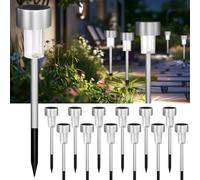 Jsdoin 12PCS Solar Garden Lights, Garden Stake Light Stainless Steel LED Solar Lights Waterproof Auto On-Off Pathway Lighting for Walkway, Patio, Outdoor, Lawn, Driveway