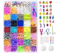 Jsdoin 2700+ Loom Bands Kit, 30 Colors Loom Rubber Bands with Clips Charms Beads and Other Accessories for DIY Friendship Bracelet Making Kits, Craft Kits, Best Halloween Christmas Birthday Gifts