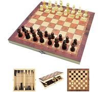 Jsdoin 3 in 1 Chess Set - 12"x12", Wooden Travel Folding/Portable Chess Kit Cardboard Games for Kids, Adults, Boys, Girls, Family（29cmx29cm）