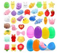 Jsdoin 36-Pack Mochi Squishy Toys with Easter Eggs - Soft and Cute Animal Squishies for Easter Egg Hunt, Sensory Stress Relief Toys for Boys and Girls, Party Bag Fillers & Pinata Stuffers