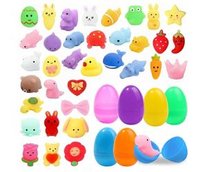 Jsdoin 36-Pack Mochi Squishy Toys with Easter Eggs - Soft and Cute Animal Squishies for Easter Egg Hunt, Sensory Stress Relief Toys for Boys and Girls, Party Bag Fillers & Pinata Stuffers