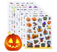 Jsdoin 8 Sheets Halloween Puffy Stickers for Kids, Children 3D Stickers Party Bag Filler for Kids Halloween Party Gifts Scrapbooking Including Pumpkins Jack Ghost Bats Monster Bat Witch