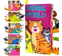 Jsdoin Baby Books, Jungle Animal Tails Sensory Books, Touch and Feel Crinkle Cloth Books for Babies, Baby Essentials for Newborn, Newborn Gifts for 0 3 6 12 Months Boys Girls