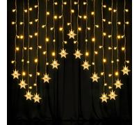 Jsdoin Christmas Curtain Lights, 2m x 1m 104 LEDs Window Lights, 8 Modes Remote Control Timer Fairy Light, Christams Decoration for Indoor Party Bedroom(Snowflakes, Warm White)