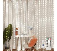 Jsdoin Curtain Fairy Lights, 3.6m x 3m 360leds USB Operated 8 Modes String Light Indoor Waterproof Hanging Window Lights with Hooks for Christmas, Wedding, Party,Wall, Home Decorations (Cool White)