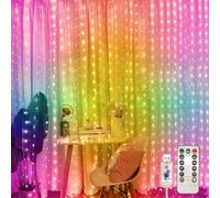 Jsdoin Curtain Fairy Lights, 3.6m x 3m 360leds USB Operated 8 Modes String Light Indoor Waterproof Hanging Window Lights with Hooks for Christmas, Wedding, Party,Wall, Home Decorations (Multicoloured)