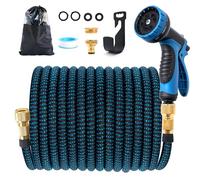 Jsdoin Expandable Garden Hose Pipe 30m/100ft, Flexible Expanding Magic Hose with 3/4", 1/2" Fittings, 10-Function Hose Pipe Spray Gun for Gardening and Car Washing