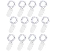 Jsdoin Fairy Lights, 12 Pack 2m 20 Led Battery Operated String Lights Copper Wire Light for Indoor Outdoor Lighting, Bedroom, Wedding Decor, Party, Christmas, Tree Decoration (Cool White)