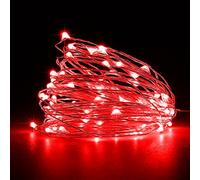 Jsdoin Fairy Lights, 50 LED Battery Operated String Lights Copper Wire Light for Indoor Outdoor Lighting, Bedroom, Wedding Decor, Party, Christmas, Tree Decoration (Red, 2 Pcs 5m50leds)