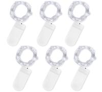 Jsdoin Fairy Lights, 6 Pack 2m 20 Led Battery Operated String Lights Copper Wire Light for Indoor Outdoor Lighting, Bedroom, Wedding Decor, Party, Christmas, Tree Decoration (Cool White)