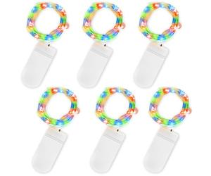 Jsdoin Fairy Lights, 6 Pack 2m 20 Led Battery Operated String Lights Copper Wire Light for Indoor Outdoor Lighting, Bedroom, Wedding Decor, Party, Christmas, Tree Decoration (Multicolour)