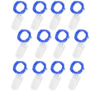 Jsdoin Fairy Lights Battery Operated, 12 Pack 2m 20 Micro String Lights | Copper Wire Light for Indoor Outdoor Lighting, Bedroom, Wedding Decor, Party, Christmas, Tree Decoration (Blue)