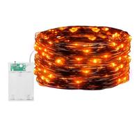 Jsdoin Halloween Decoration Orange Fairy Lights, 2 PCS 50 LED Battery Operated String Lights Copper Wire Light for Indoor Outdoor Lighting, Bedroom, Party, Tree Decoration(5M/16ft，Orange)