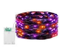 Jsdoin Halloween Orange+Purple Fairy Lights, 2 PCS 50 LED Battery Operated String Lights Copper Wire Light for Indoor Outdoor Lighting, Bedroom, Party, Tree Decoration(5M/16ft,Orange+Purple)