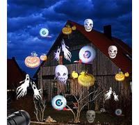 Jsdoin Halloween Projector Lights USB LED Christmas Decorative Lights Moving Rotating Snowstorm Landscape Lamp Spotlight Christmas Halloween Holiday Wedding Party Birthday Home Decoration Light