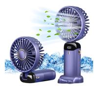 Jsdoin Hand Held Fan,Portable Handheld USB Rechargeable Fans with 5 Speeds,Battery Operated Mini Fan Foldable Desk Desktop Fans with LED Display for