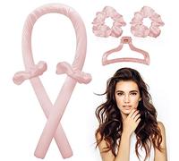Jsdoin Heatless Curlers Headband -Heatless Curling Rod Headbands, Satin set overnight hair no heat curling, Wave Roller curler, Styling Tools for Long Medium Hair, Pink, Pack of 1