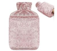 Jsdoin Hot Water Bottle with Luxury Cosy Faux Fur Cover UK, 2L Leakproof Hot Water Bag for Neck, Shoulder Pain and Hand Feet Warmer (Pink)