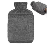 Jsdoin Hot Water Bottle with Luxury Cosy Faux Fur Cover UK, 2L Leakproof Hot Water Bag for Neck, Shoulder Pain and Hand Feet Warmer (Darkgrey)