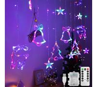 Jsdoin LED String Light Christmas Curtain Light 3.5M Waterproof Fairy Light String Christmas Window Lights 8 Modes Wedding Party Garden Bedroom Decoration USB+Battery Box (Colorful)