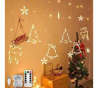 Jsdoin LED String Light Christmas Curtain Light 3.5M Waterproof Fairy Light String Christmas Window Lights 8 Modes Wedding Party Garden Bedroom Decoration USB+Battery Box