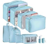 Jsdoin Packing Cubes for Suitcase,9 PCS Travel Luggage Packing Cubes for Backpack, Waterproof Essentials Suitcase Organiser Bags, Travel Accessories (Blue)