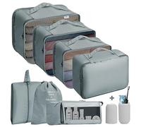 Jsdoin Packing Cubes for Suitcase,9PCS Travel Luggage Packing Organizers for Backpack, Waterproof Travel Essentials Bag, Travel Accessories(Grey)